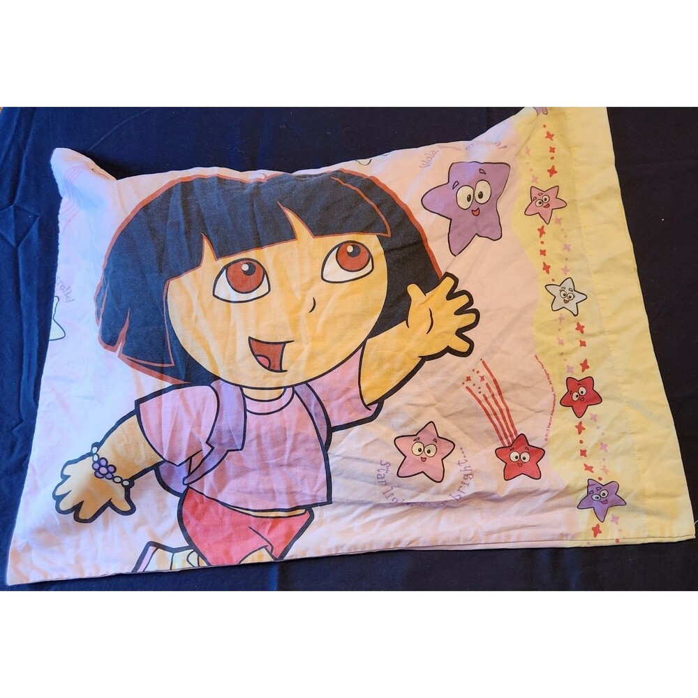Dora the Explorer Twin FITTED Sheet AND ONLY ONE PILLOW CASE NO FLAT SHEET 2003